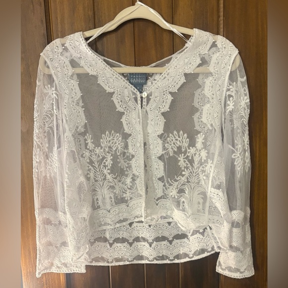 Rabbit Rabbit Rabbit Sheer White Lace Blouse - Picture 1 of 4